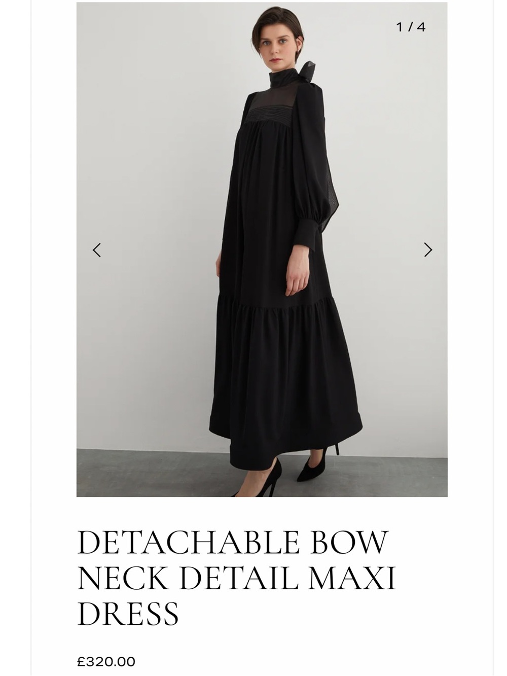 Bow-Tie High Neck Black Maxi Dress